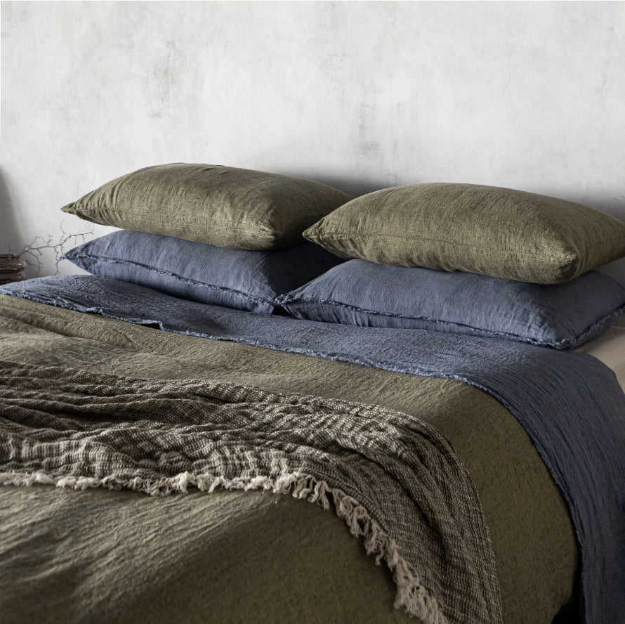 Flocca Linen Pillowcase | Deep Sea Blue  | Hale Mercantile Co.