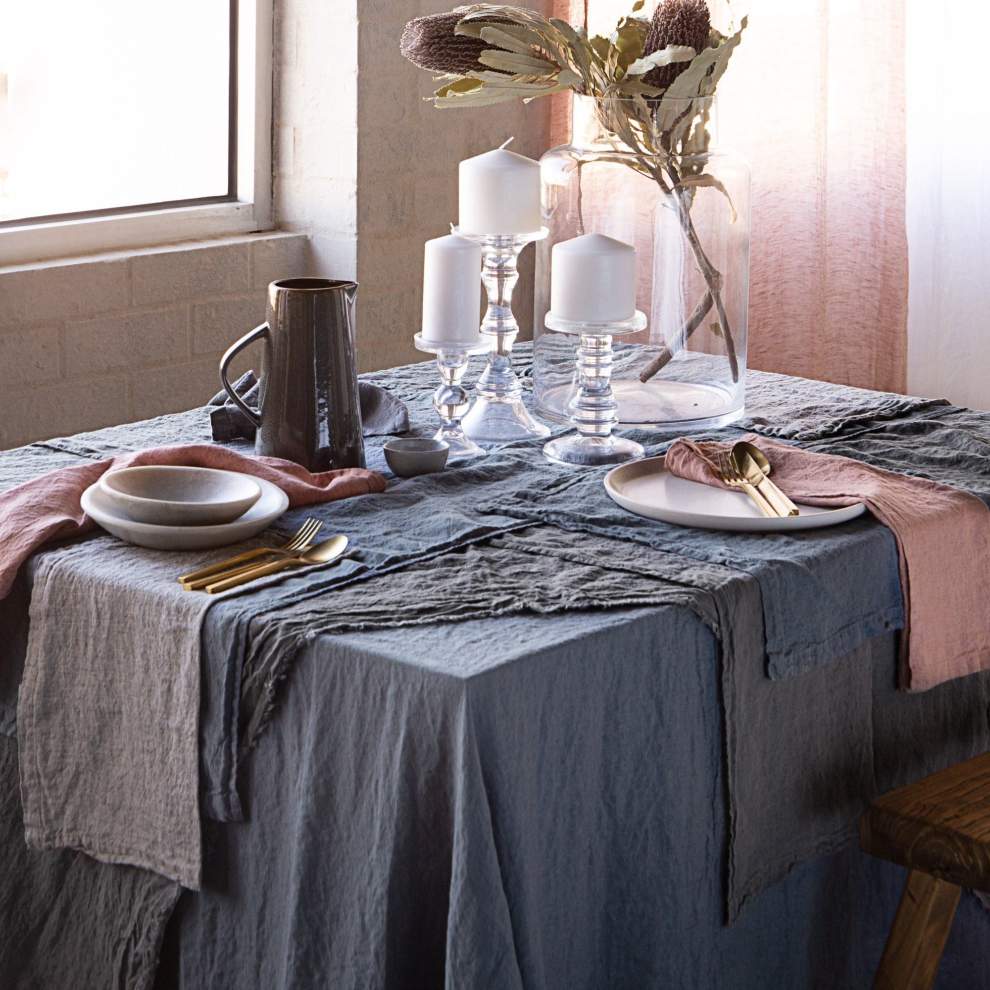 Linen Table Runner | Charcoal Grey | Hale Mercantile Co.