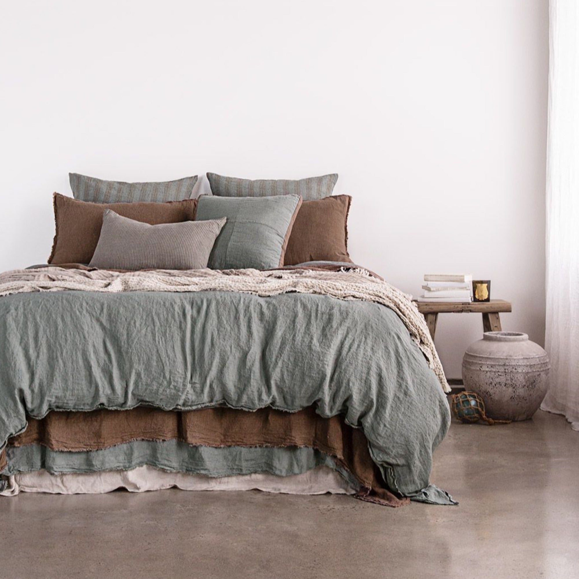 European Linen Pillowcases | Teal & Brown  | Hale Mercantile Co.