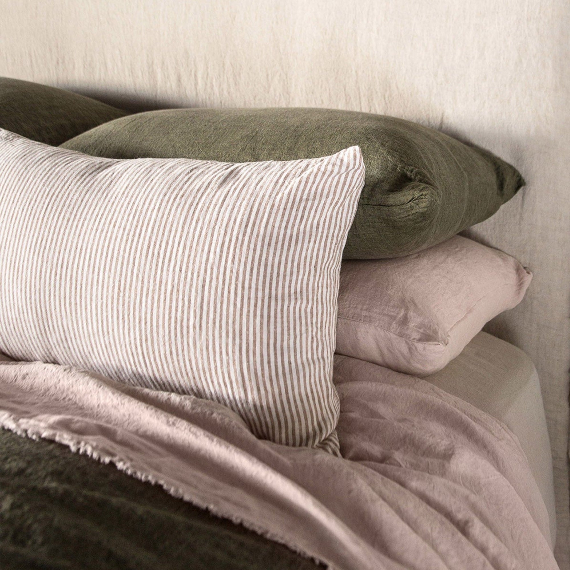 Stripe Linen Cushion | White & Rust Stripe | Hale Mercantile Co.