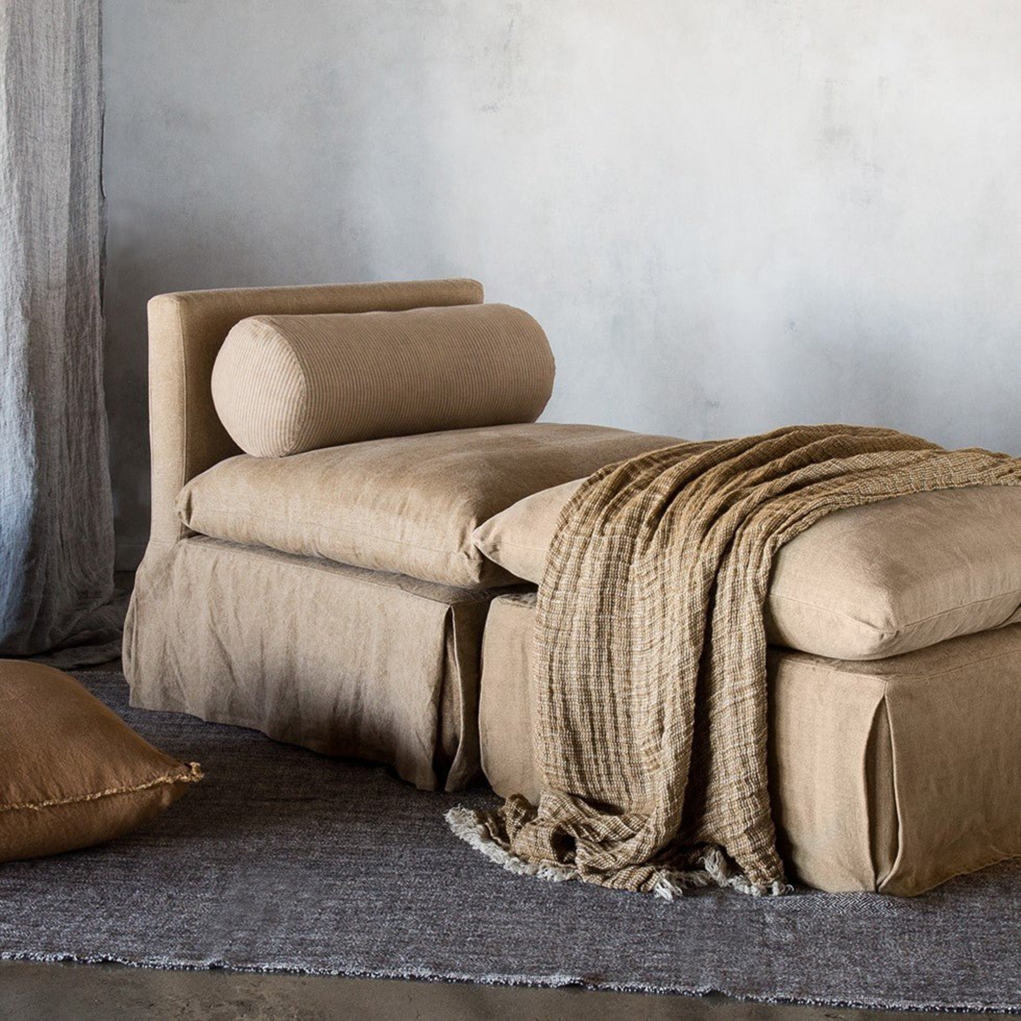 Linen Bolster Cushion | Charcoal Stripe | Hale Mercantile Co.
