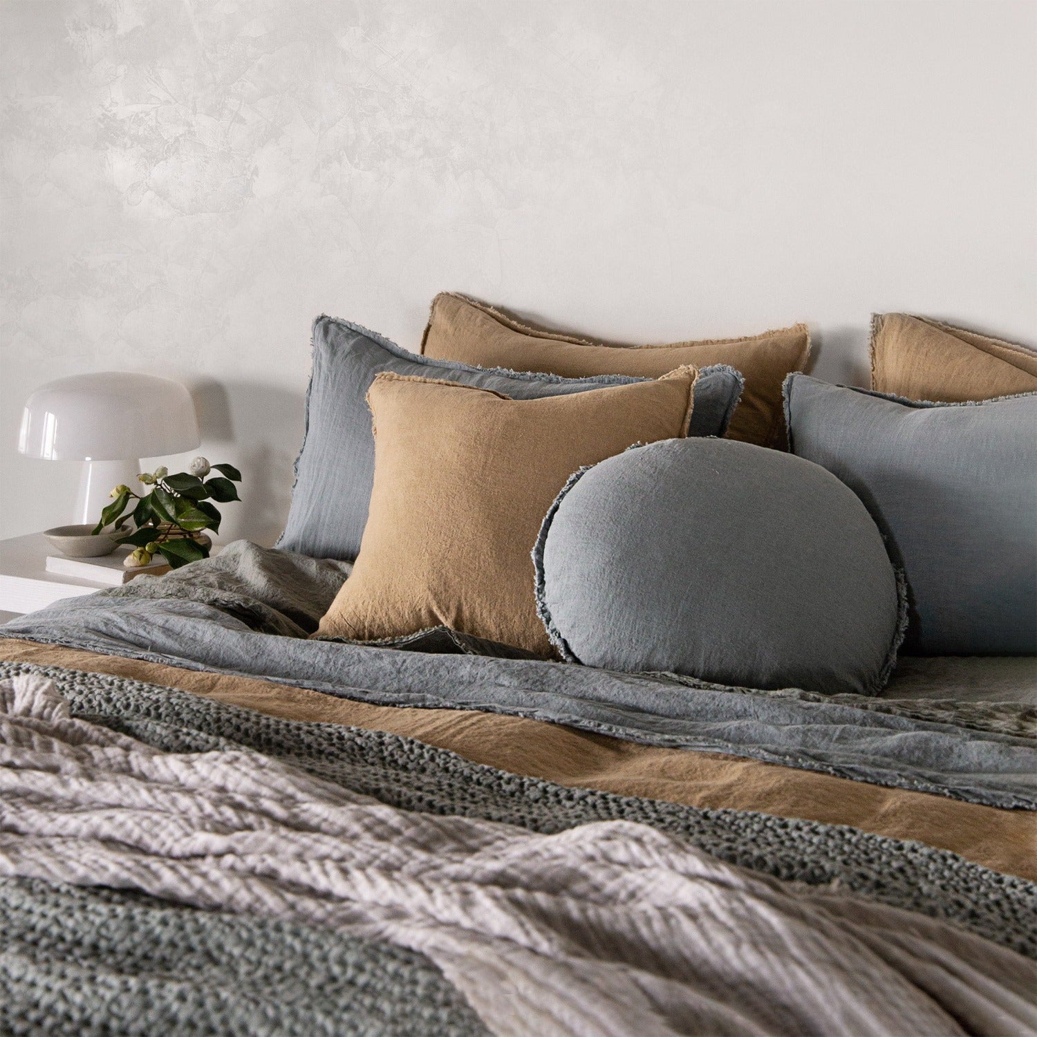 Round Linen Cushion | Cornflower Blue | Hale Mercantile Co.