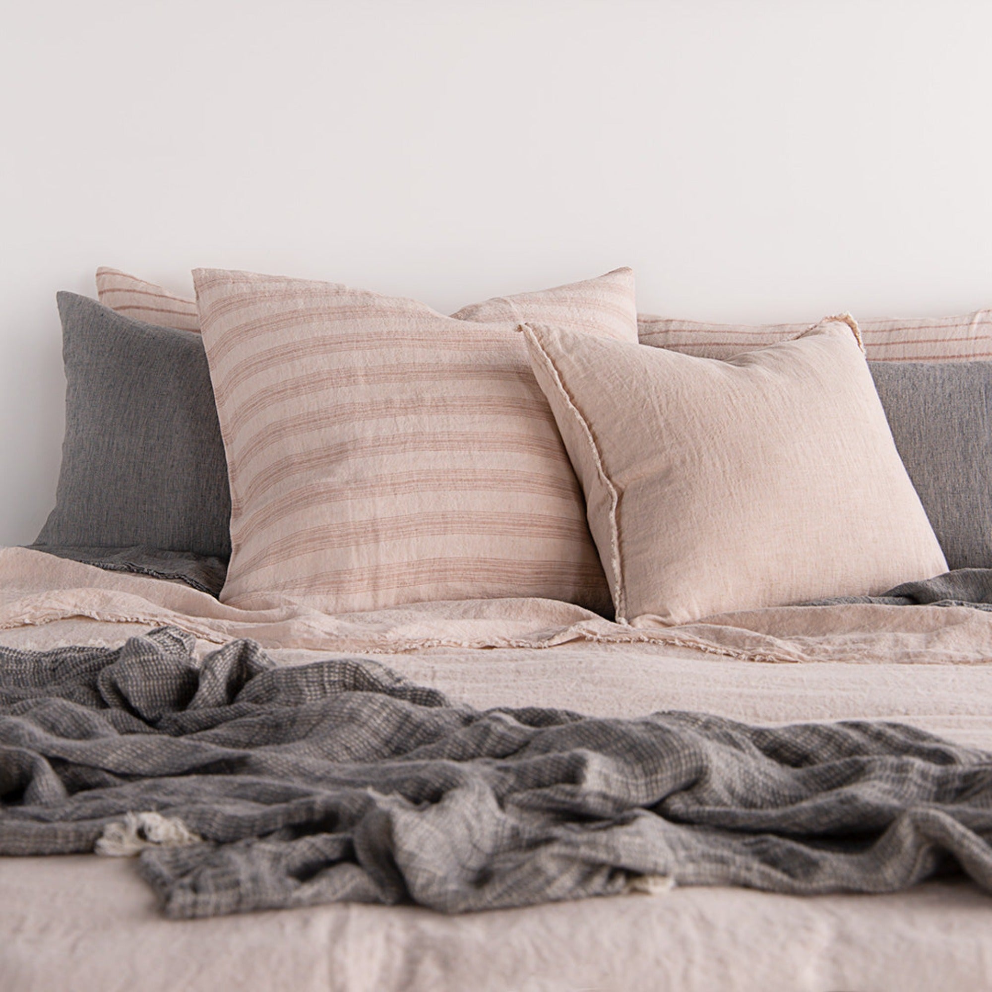 European Linen Pillowcases | Pink Stripe | Hale Mercantile Co.
