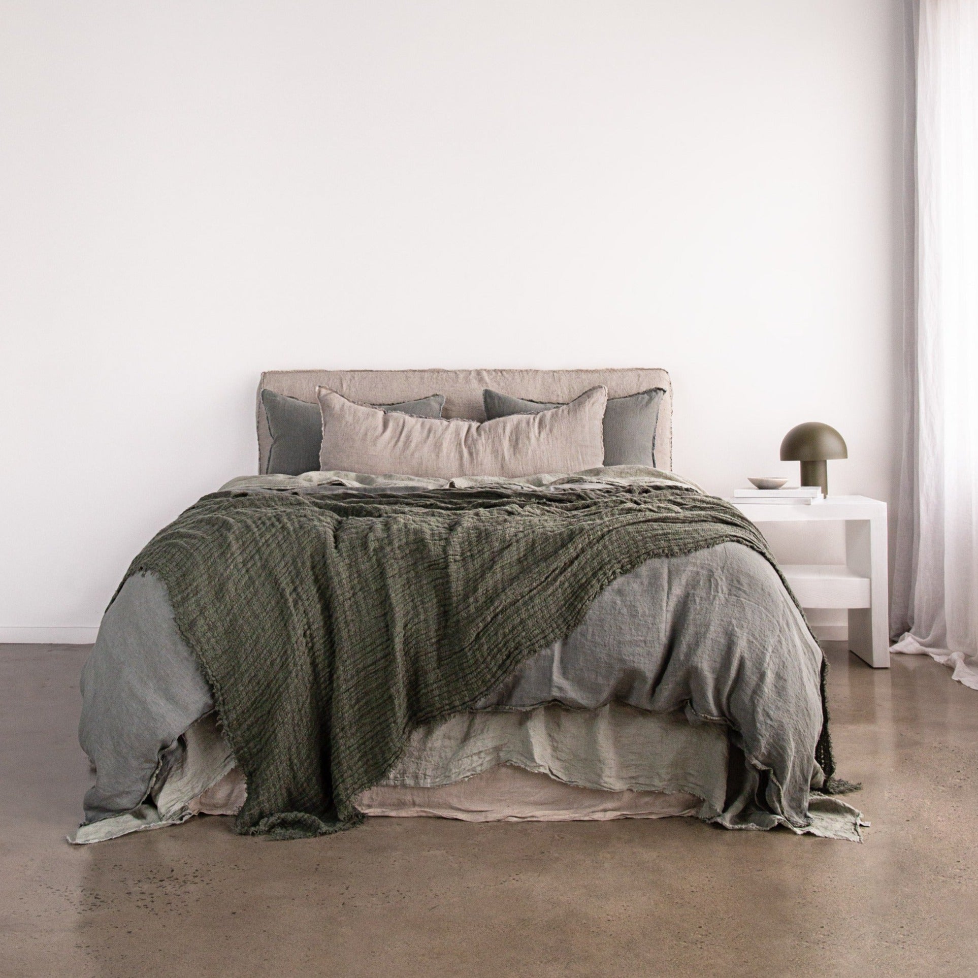 Pure Linen Blanket | Deep Emerald Green Luxury Throw | Hale Mercantile Co.