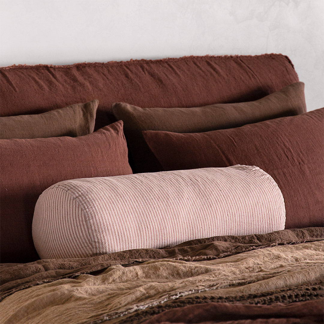 Linen Bolster Cushion | Pink Stripe | Hale Mercantile Co.