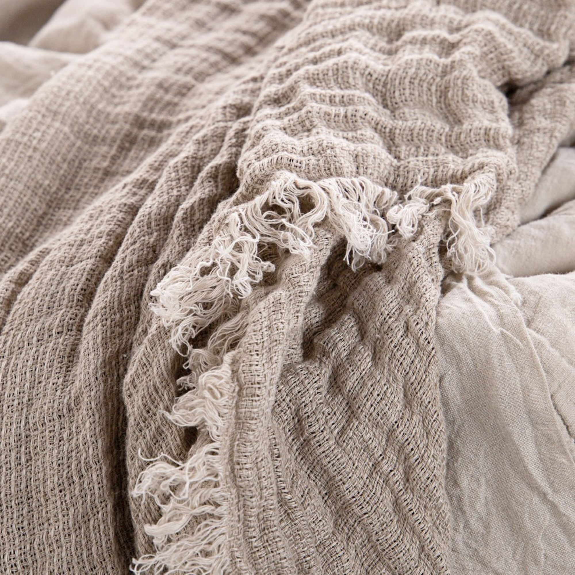 Linen Throw Blanket | Earthy Wheat | Hale Mercantile Co.