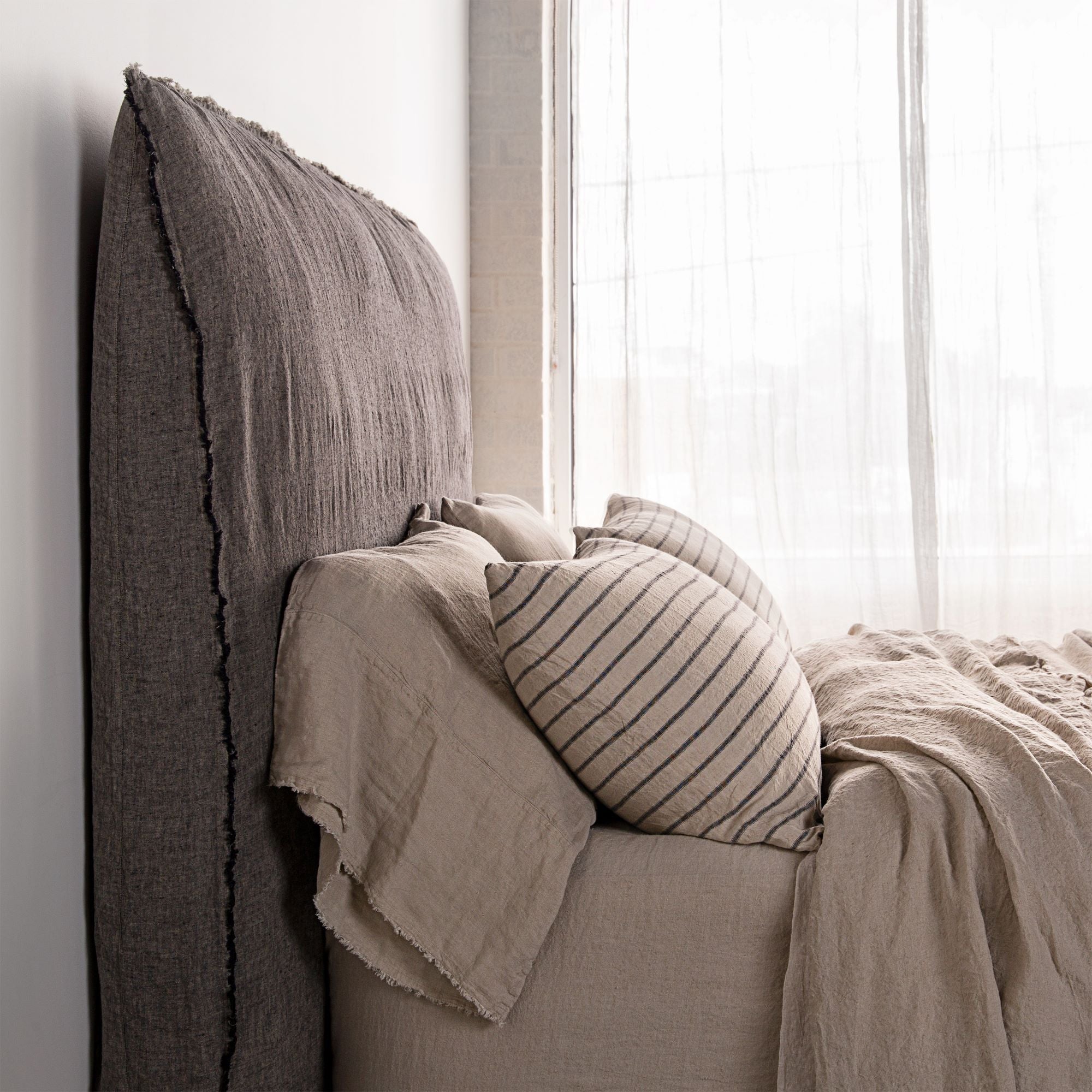 Linen Bedhead & Cover | Muted Black  | Hale Mercantile Co.
