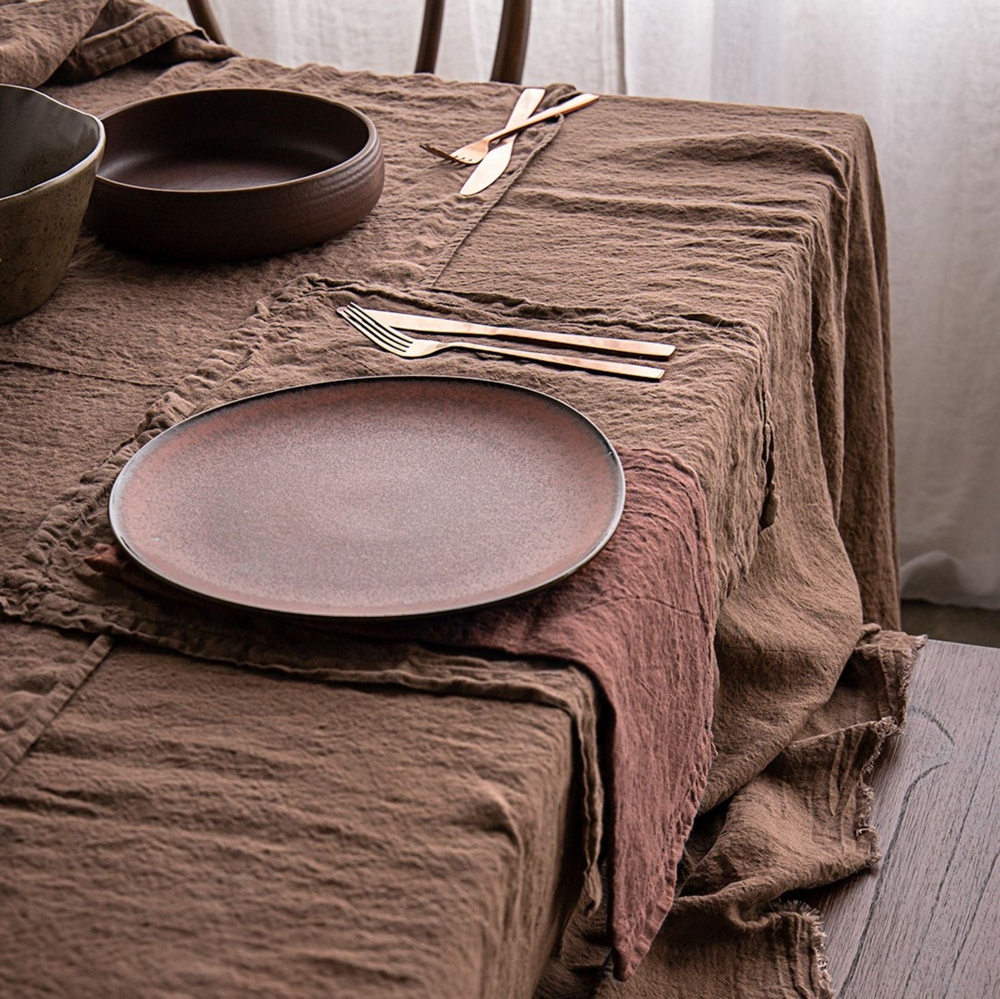 Linen Table Runner | Chocolate Brown | Hale Mercantile Co.