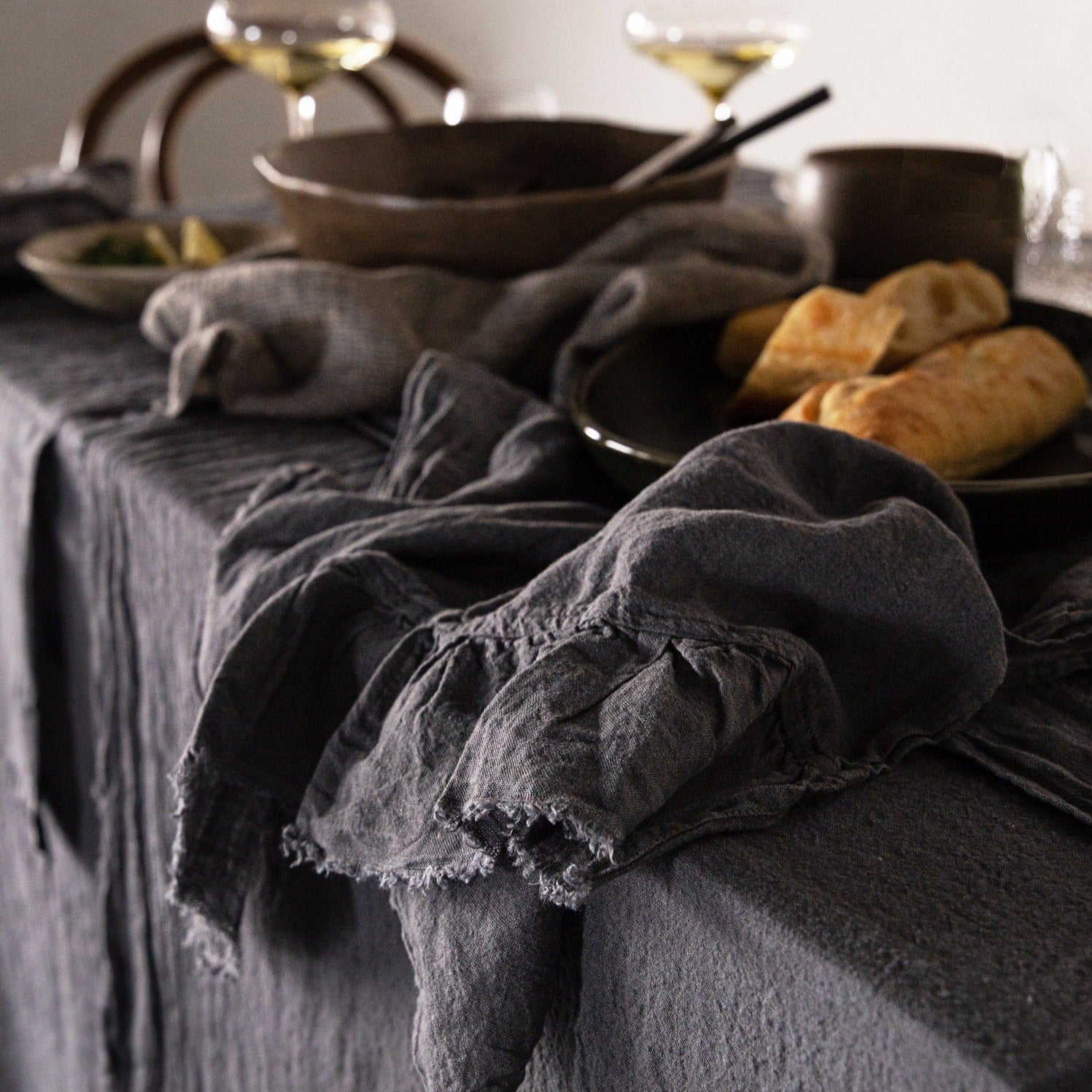 Linen Guest Towels | Charcoal Grey | Hale Mercantile Co.