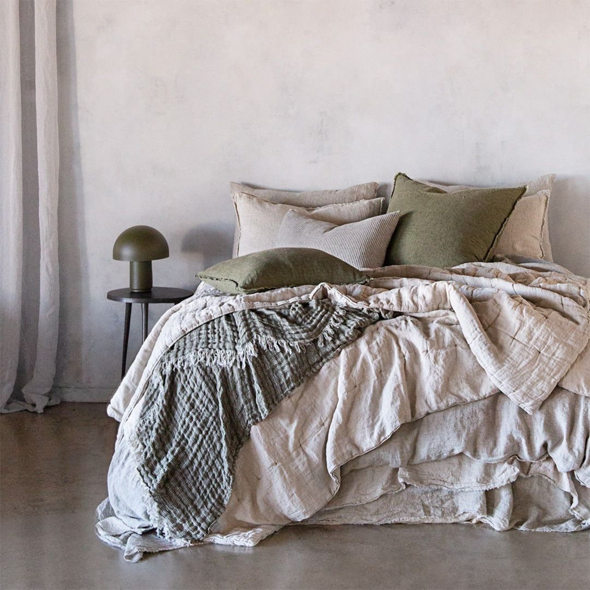 Linen Throw Blanket | Deep Khaki | Hale Mercantile Co.