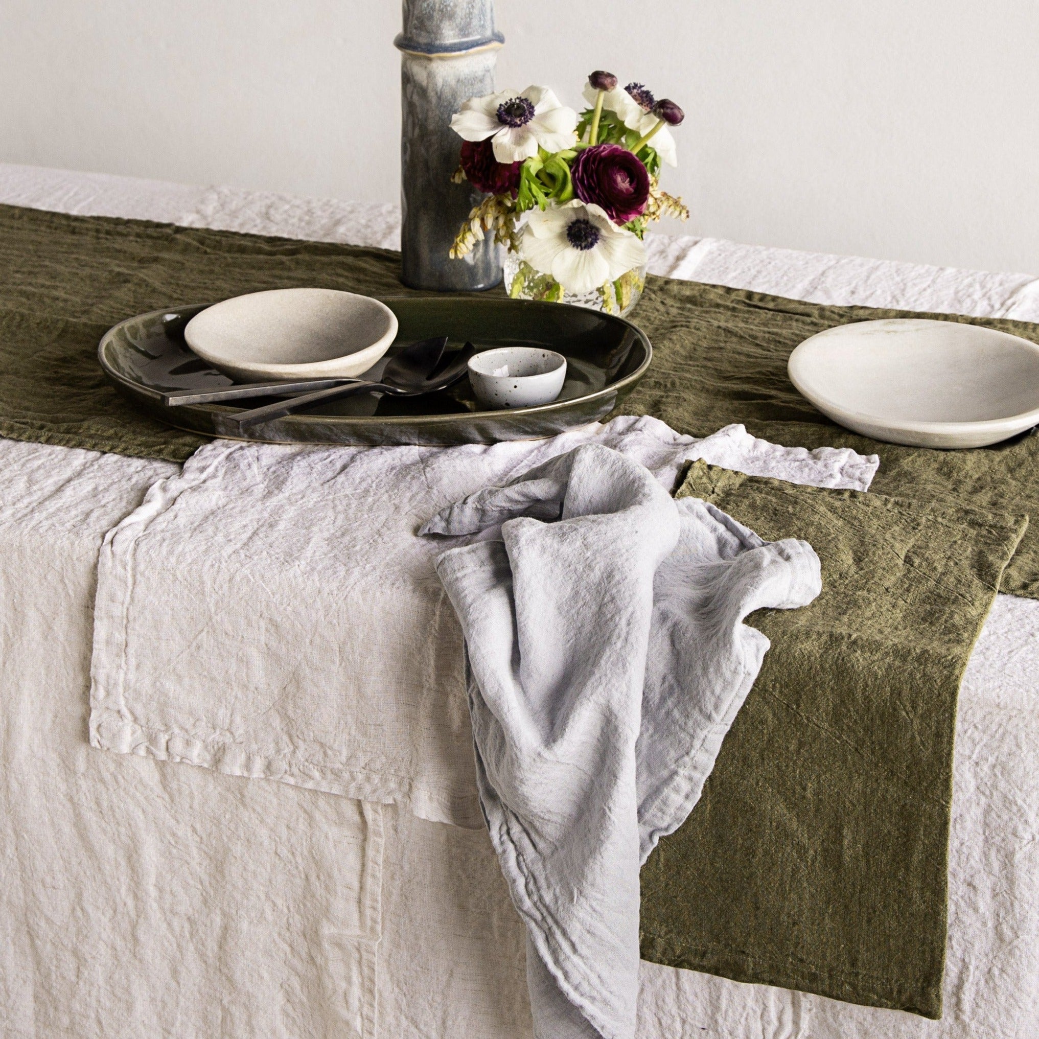 Linen Table Runner | Deep Khaki | Hale Mercantile Co.