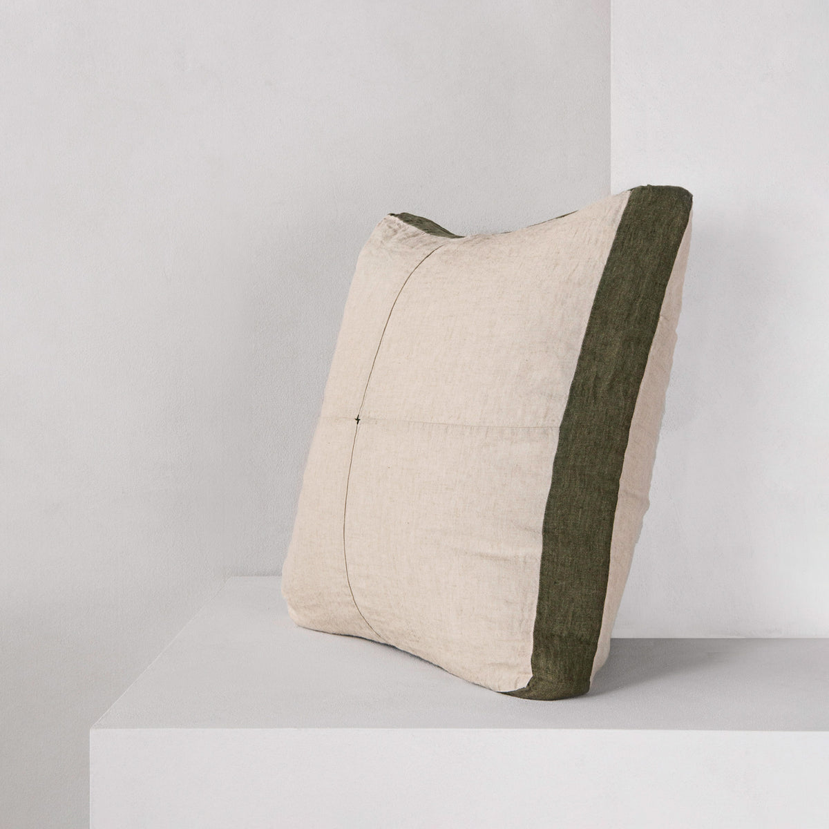 Basix Linen Panel Cushion - Sable/Armee