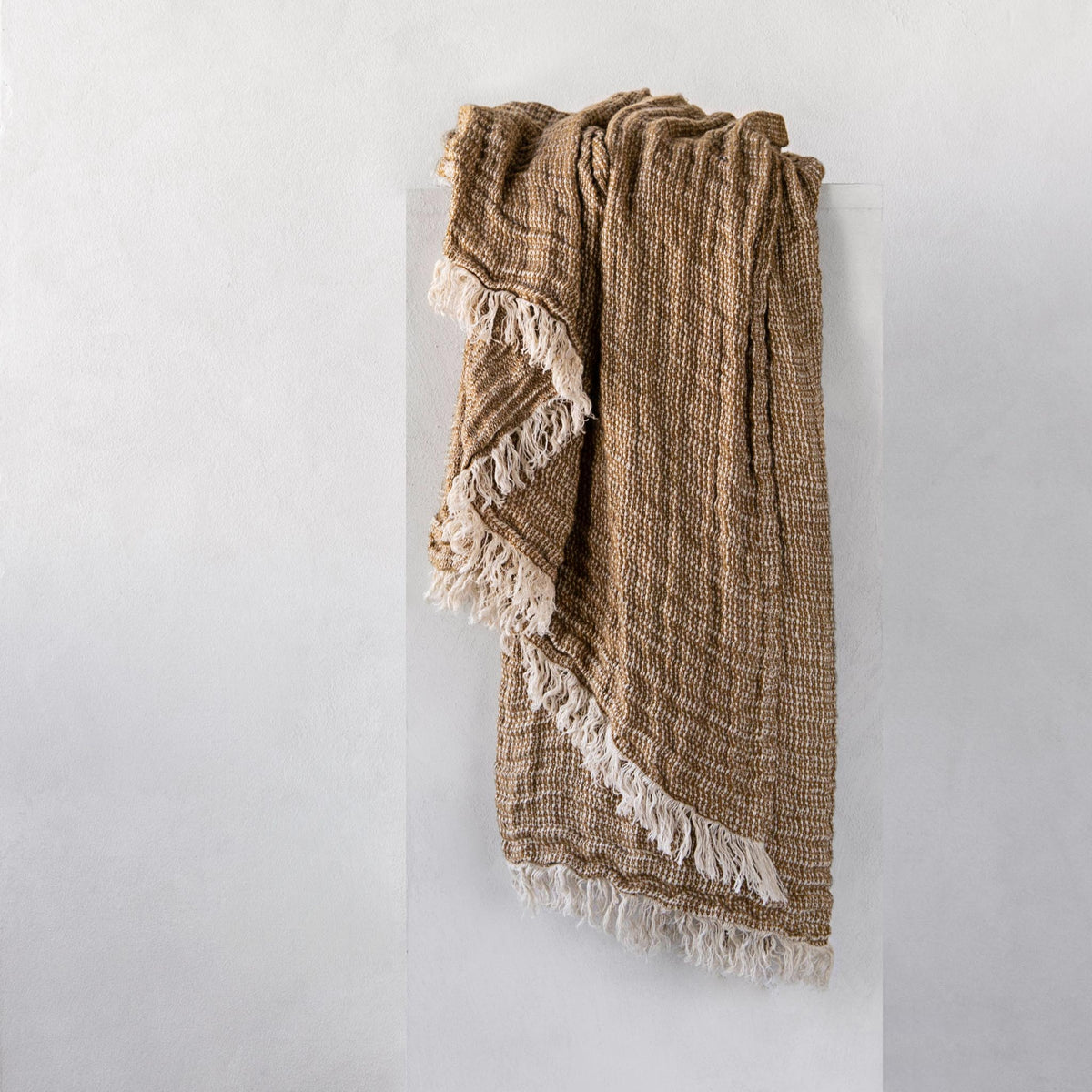 Crush Linen Throw Blanket - Brun Melange