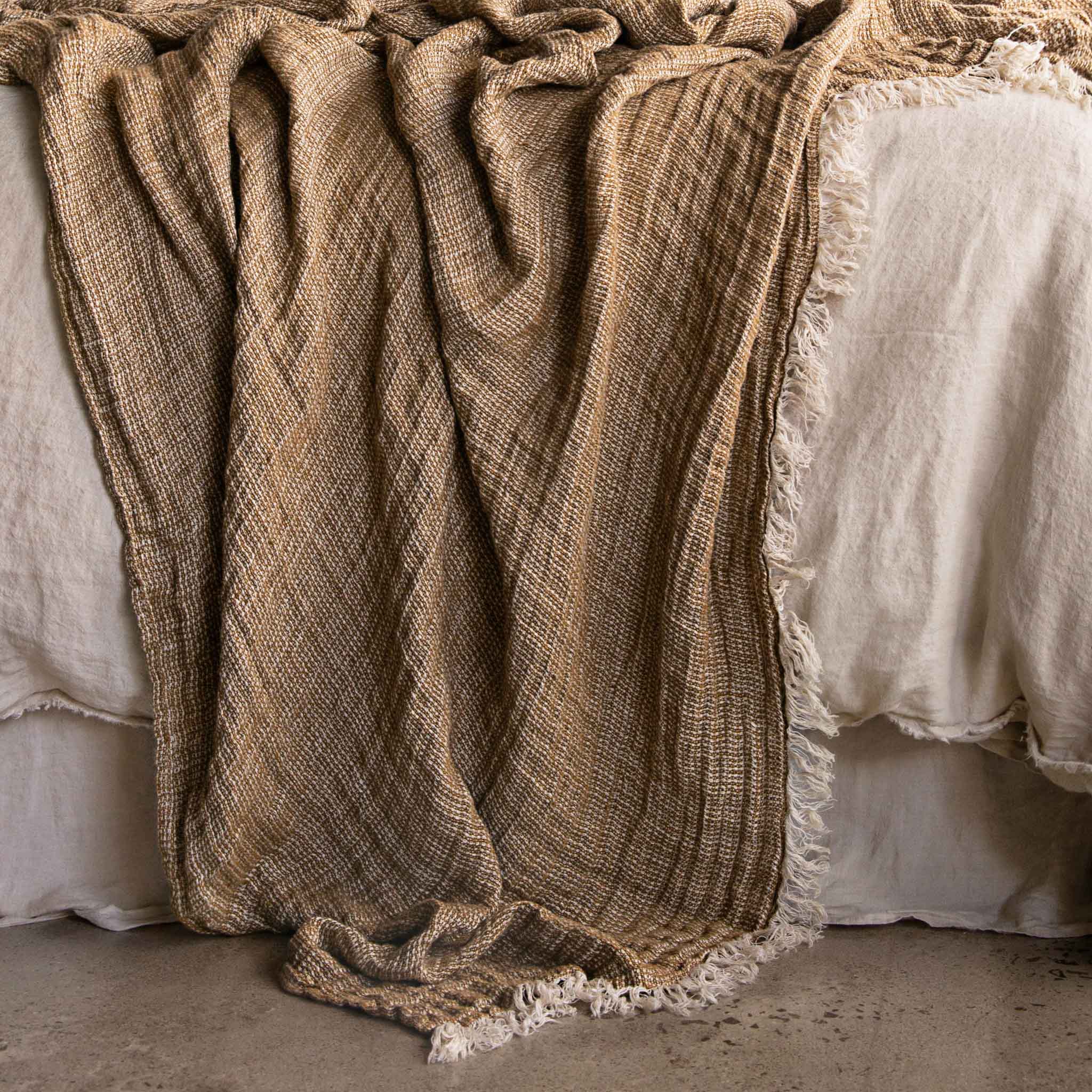 Linen Throw Blanket | Rich Toffee | Hale Mercantile Co.