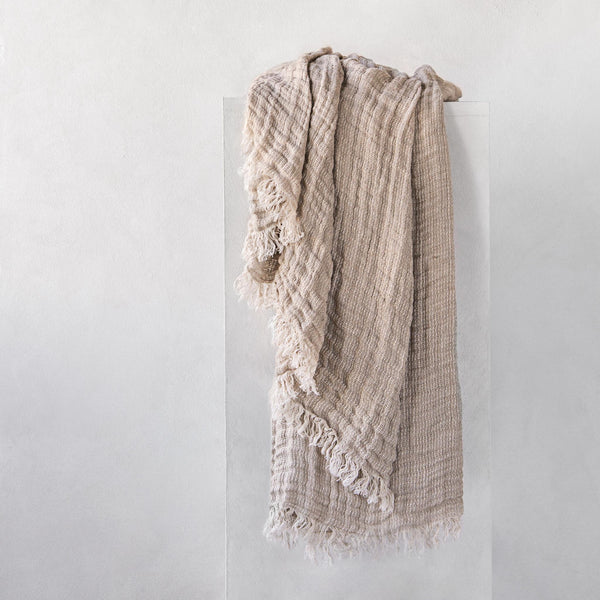 Linen Throw Blanket Earthy Wheat Hale Mercantile Co