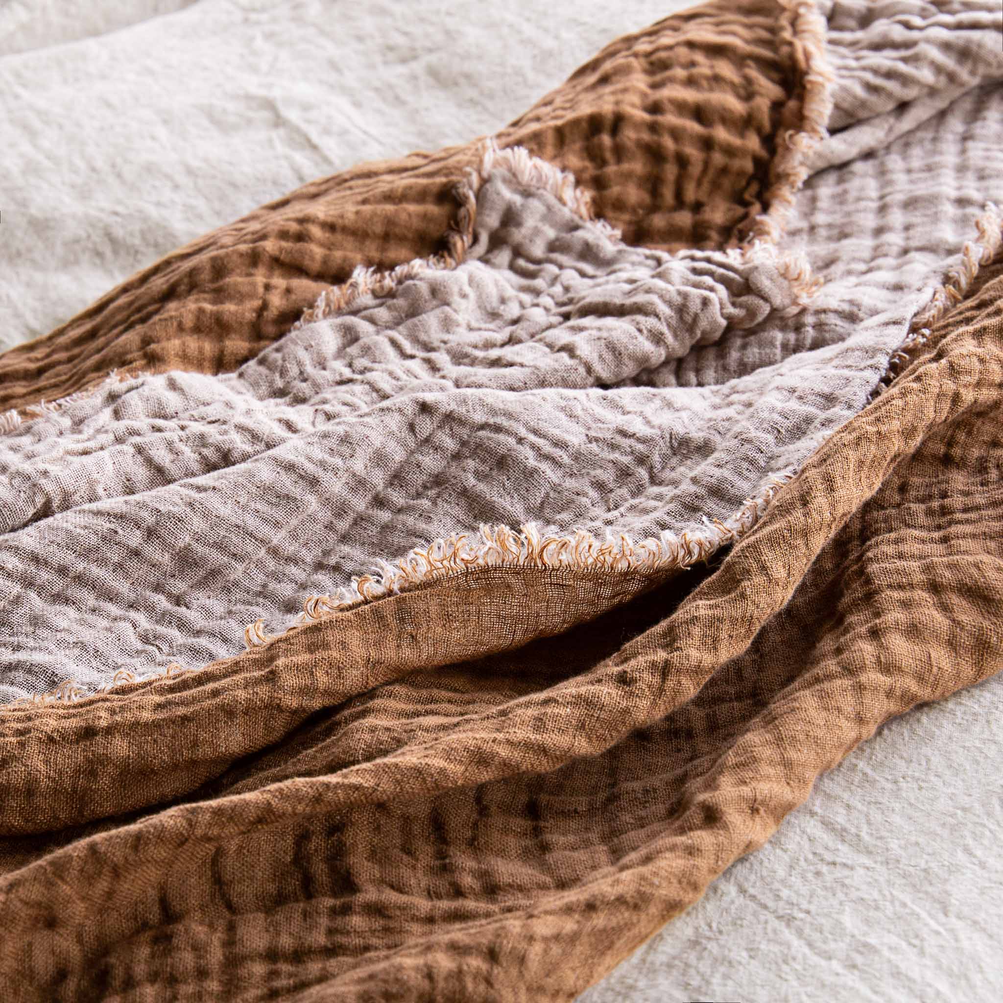 Reversible Linen Throw | Natural & Rust | Hale Mercantile Co.