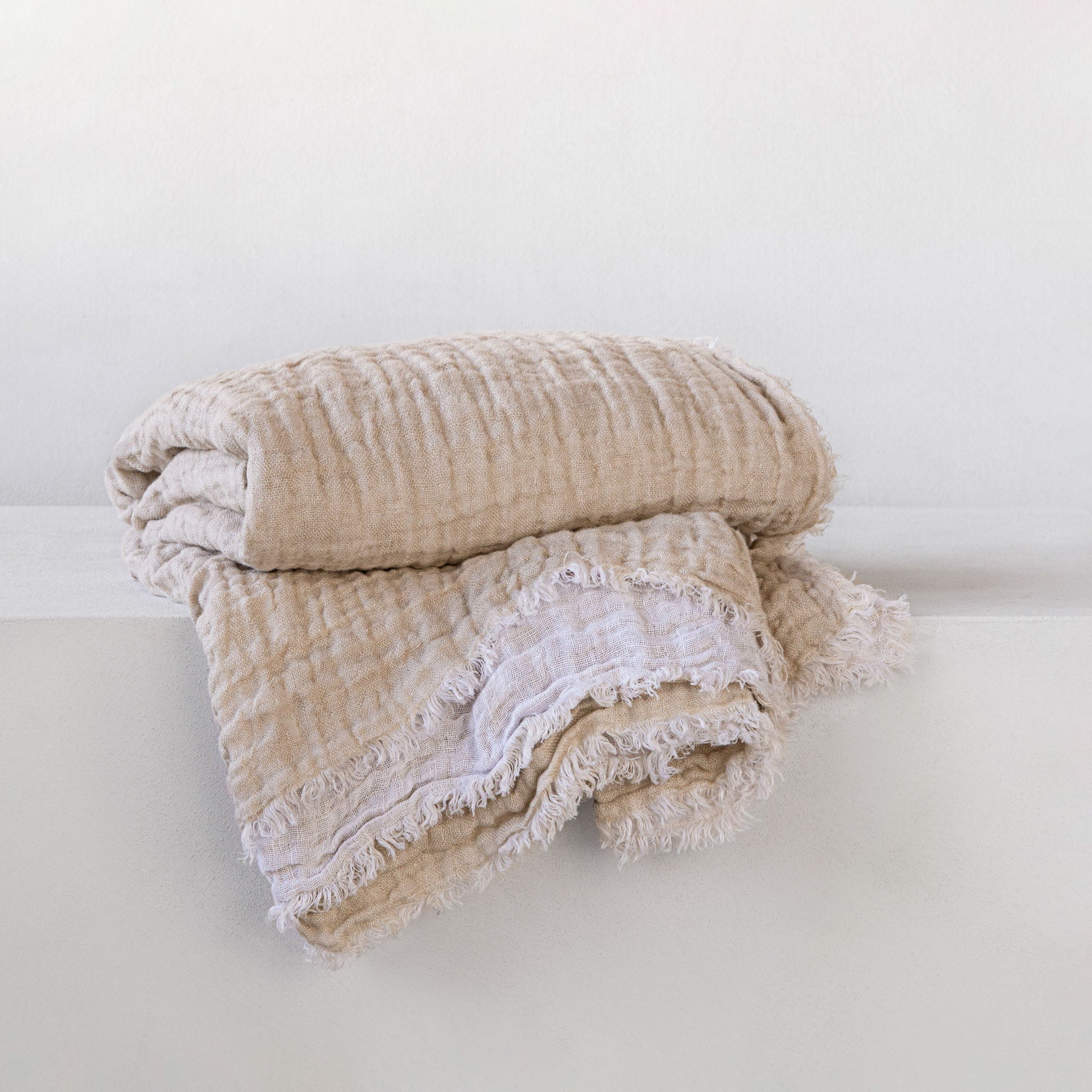 Reversible Linen Throw | White & Natural | Hale Mercantile Co.