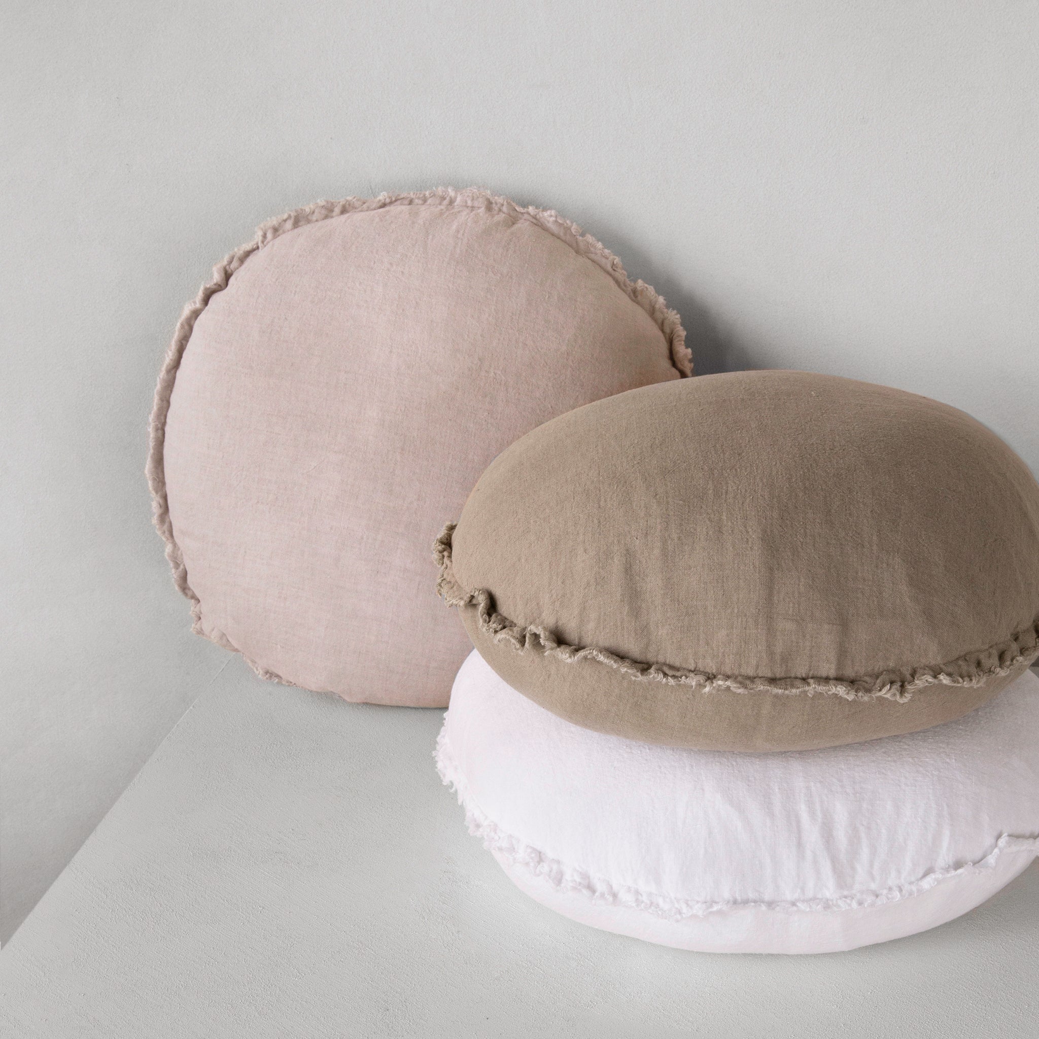 Round Linen Cushion | Earthy Pink | Hale Mercantile Co.