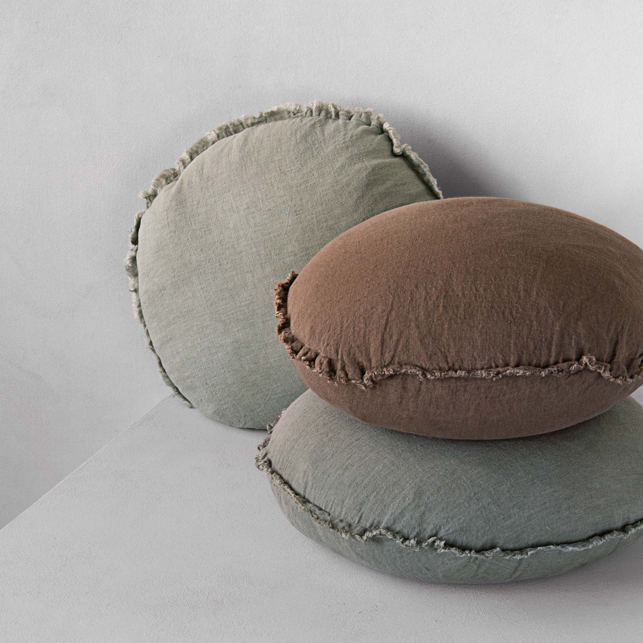Round Linen Cushion | Oceanic Green Blue | Hale Mercantile Co.