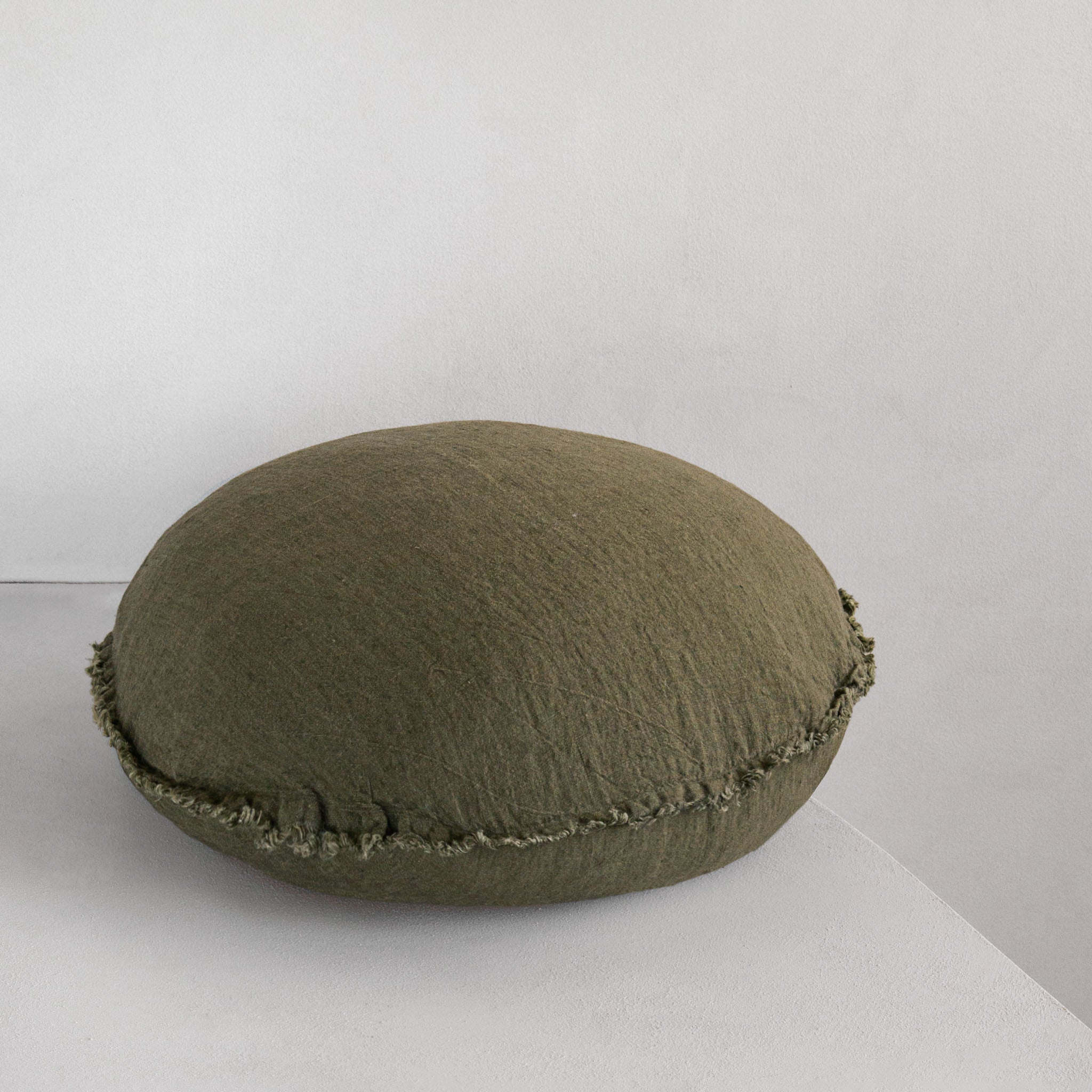 Round Linen Cushion | Deep Khaki | Hale Mercantile Co.