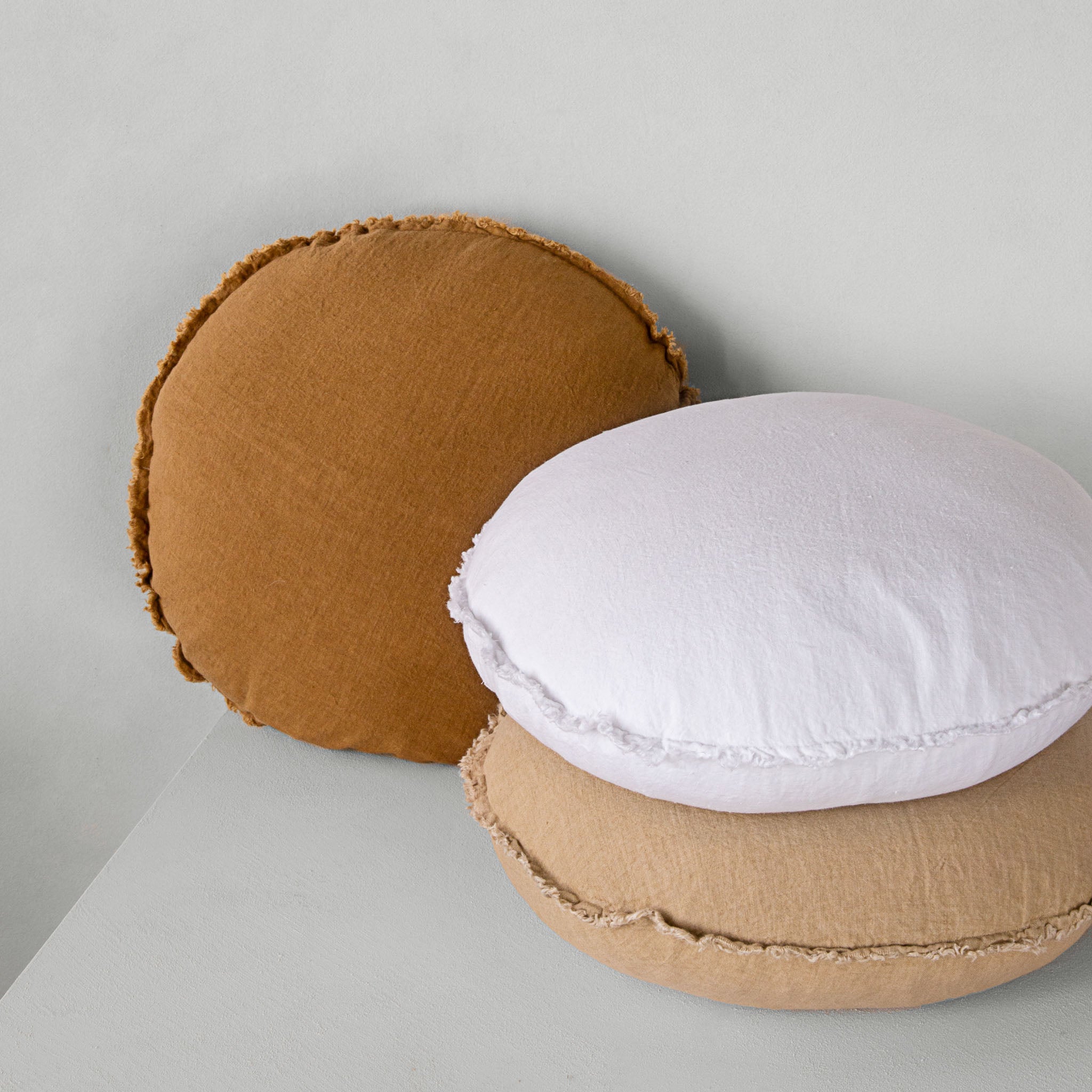Round Linen Cushion | Caramel Tone | Hale Mercantile Co.