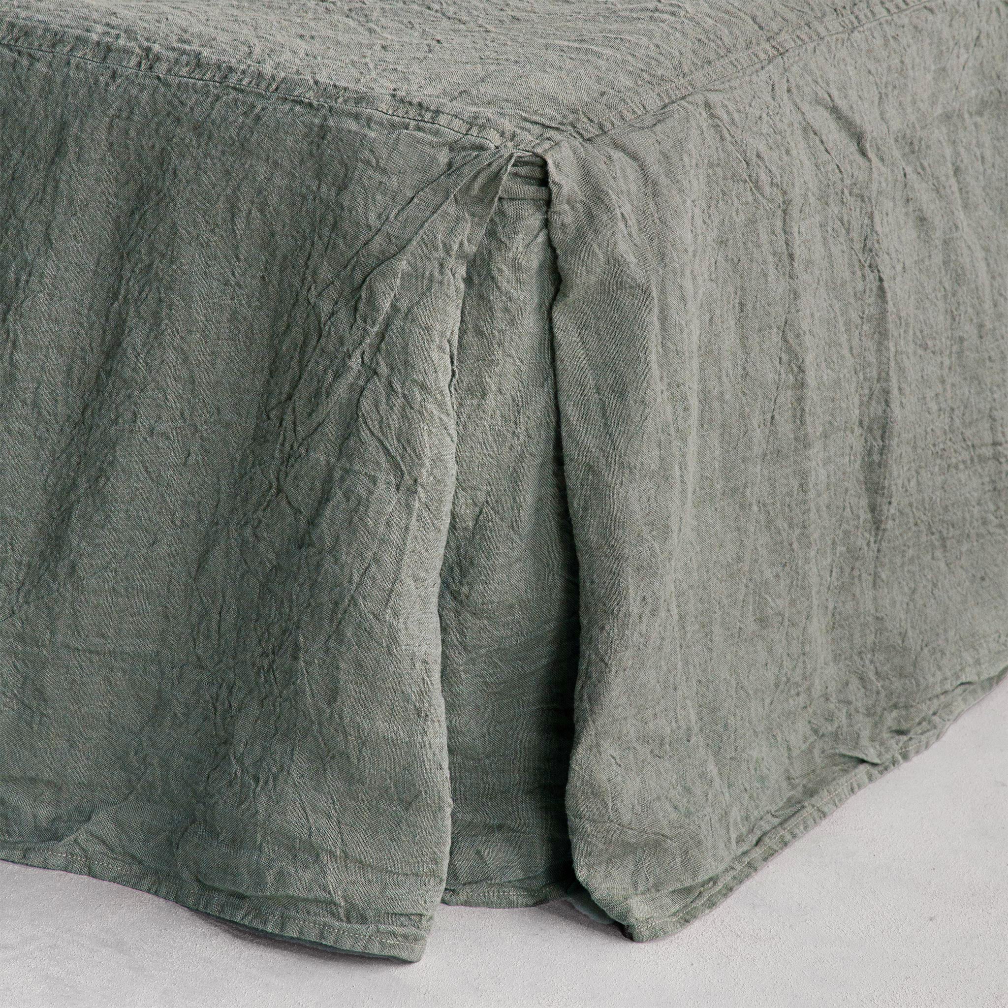 Linen Valance/Bed Skirt | Oceanic Green Blue | Hale Mercantile Co.