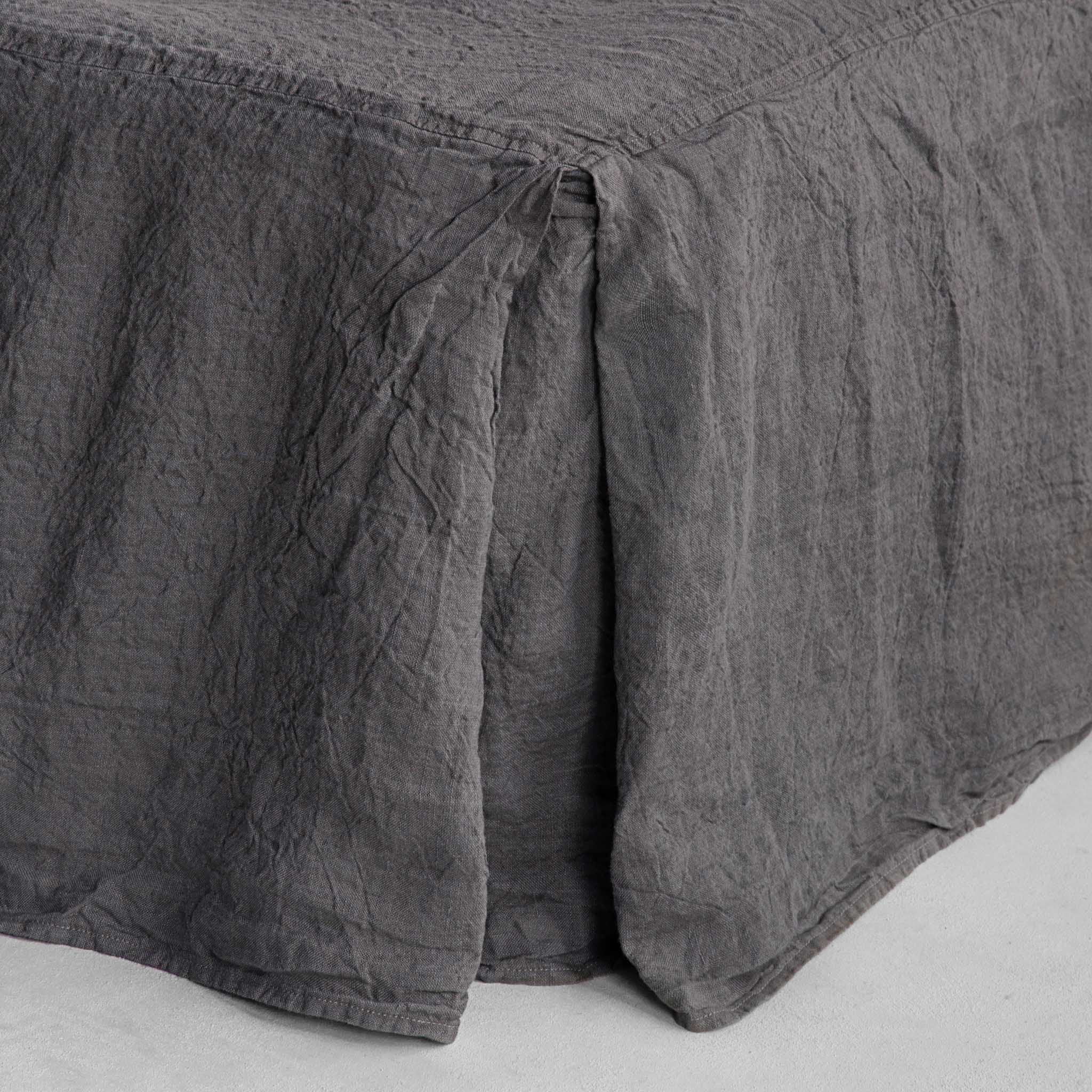 Linen Valance/Bed Skirt | Charcoal Grey | Hale Mercantile Co.