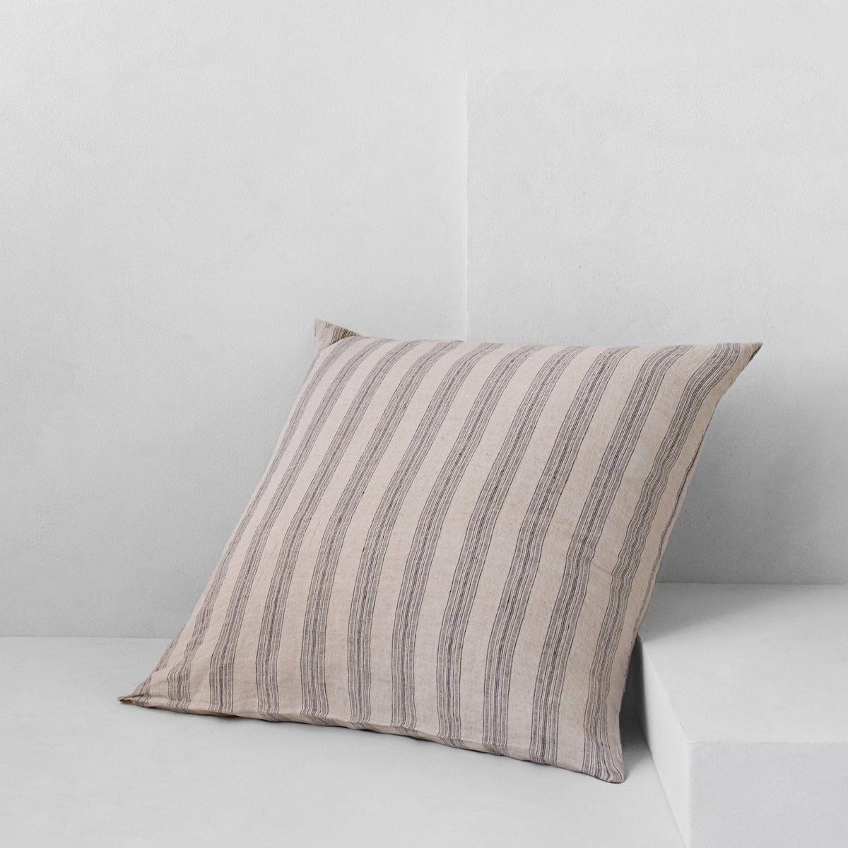 Basix Stripe European Linen Pillowcase - Nox/Sable