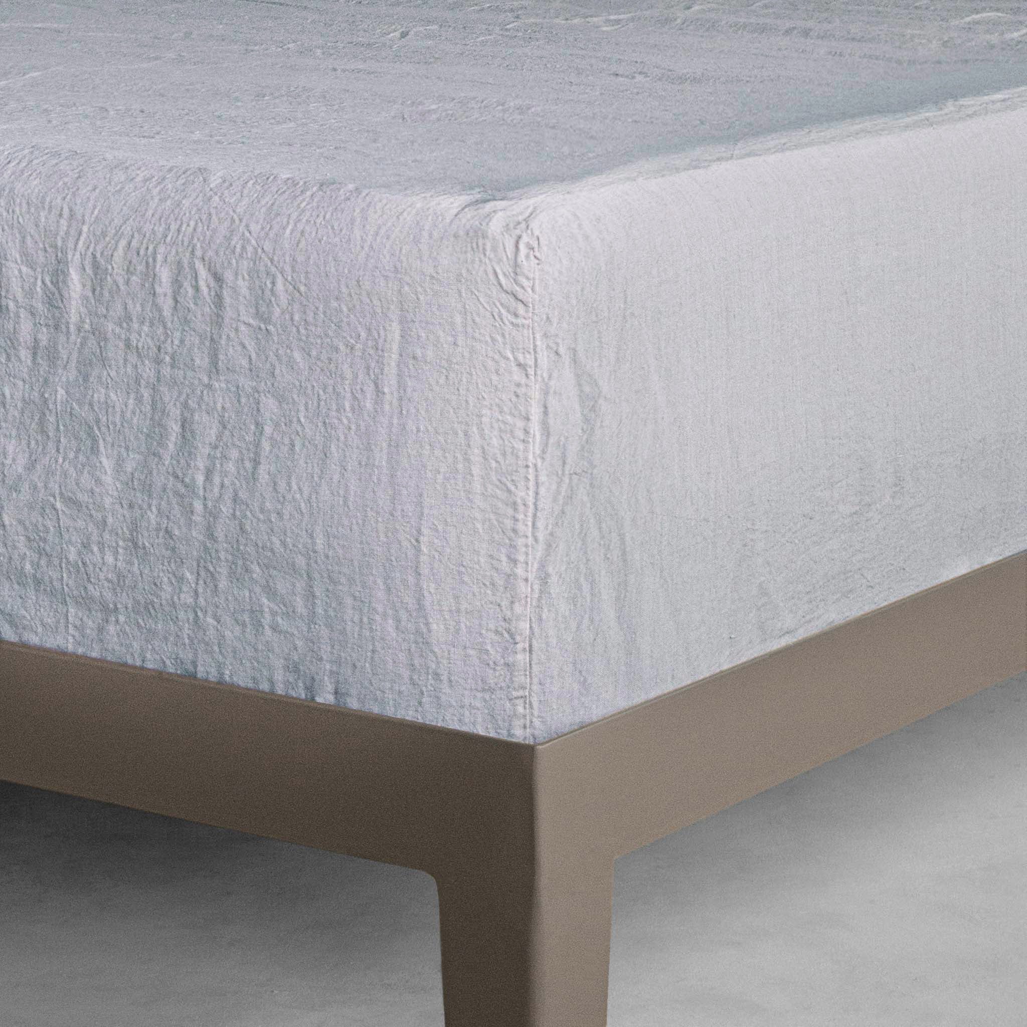Linen Fitted Sheet | Pale Grey | Hale Mercantile Co.
