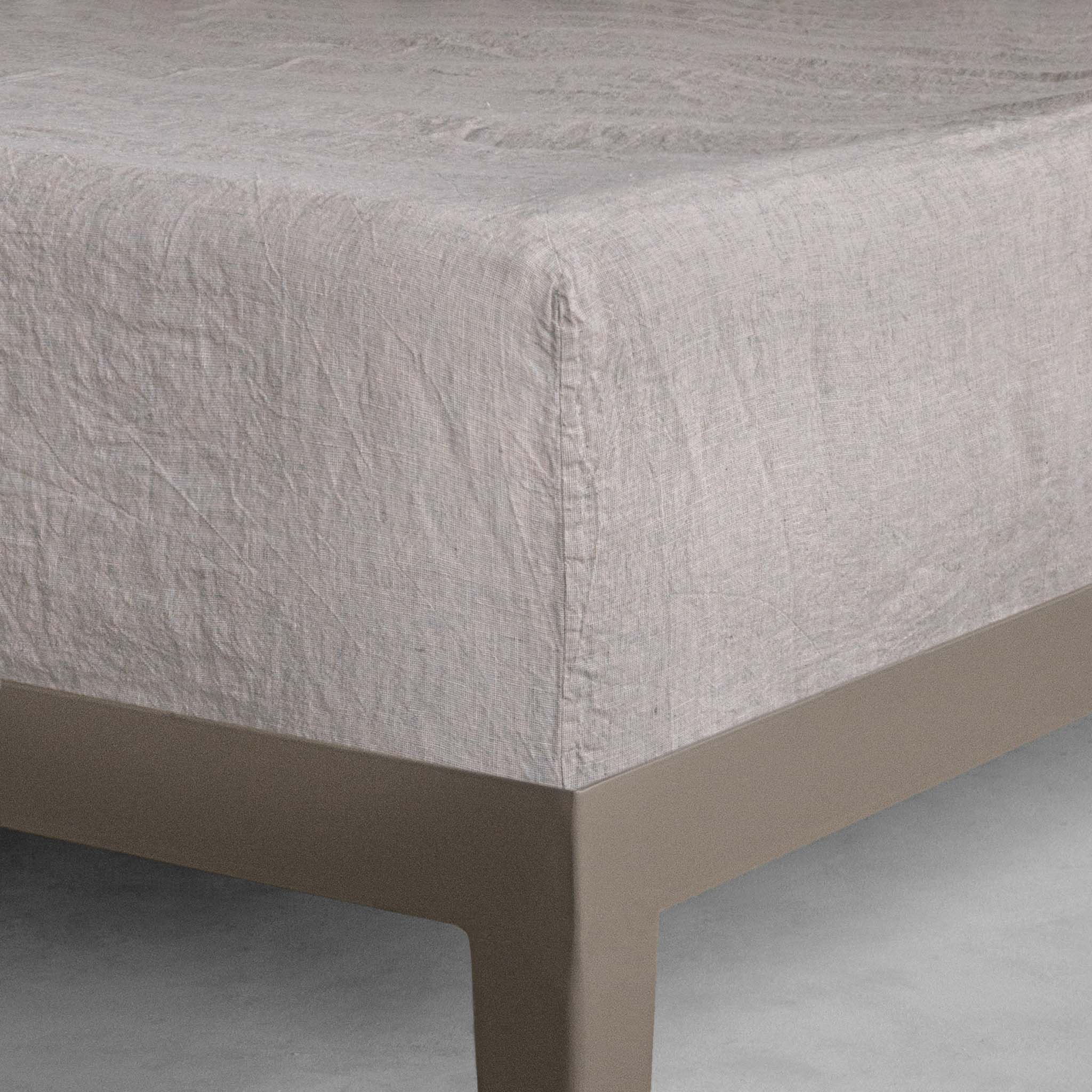 Linen Fitted Sheet | Sandy Grey | Hale Mercantile Co.
