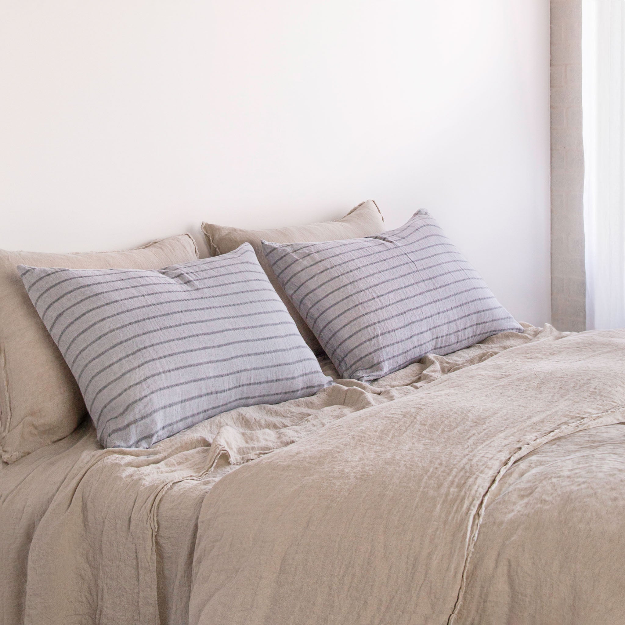 Stripe Linen Pillowcase | Grey Stripe | Hale Mercantile Co.
