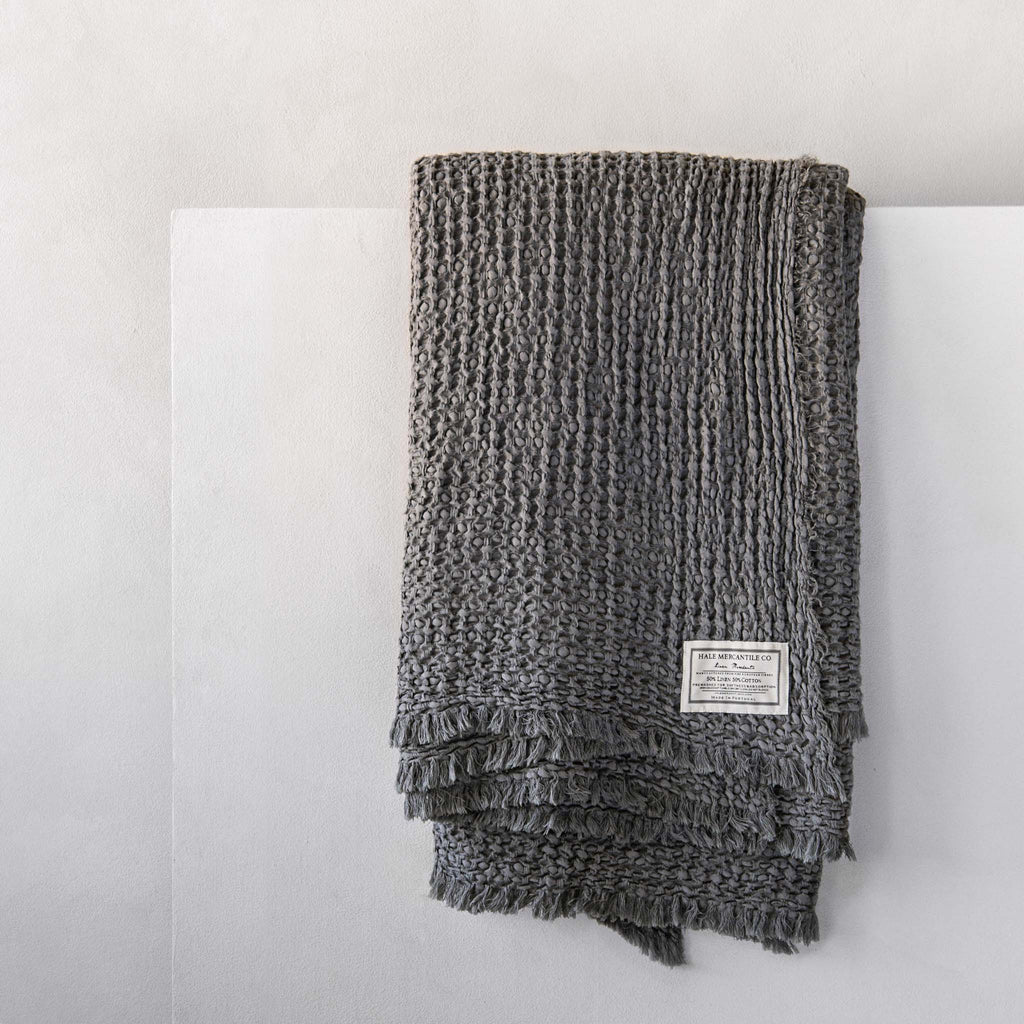 Linen Blanket Charcoal Grey Luxury Throw Hale Mercantile Co