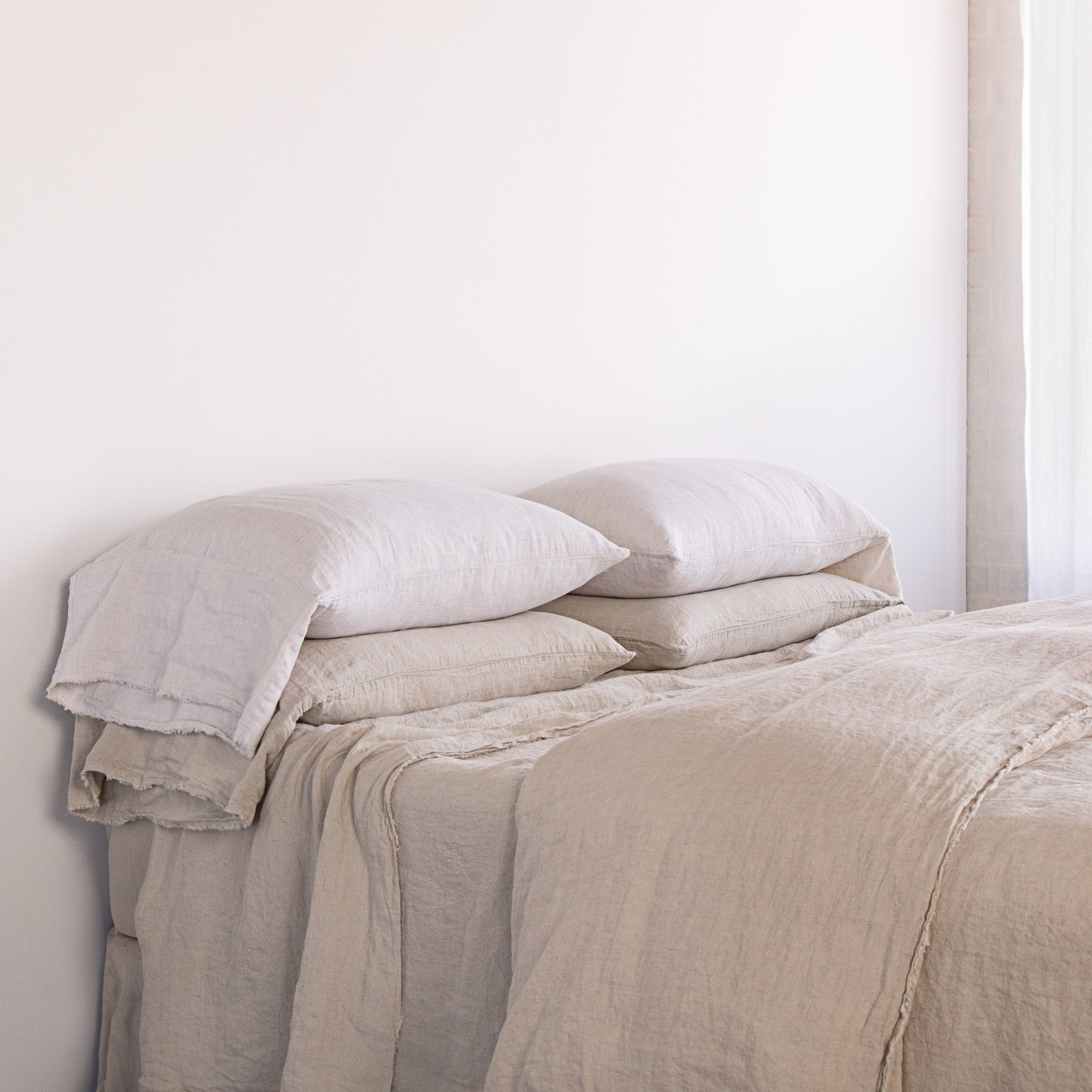 Long Linen Pillowcases | Pale Stone | Hale Mercantile Co.