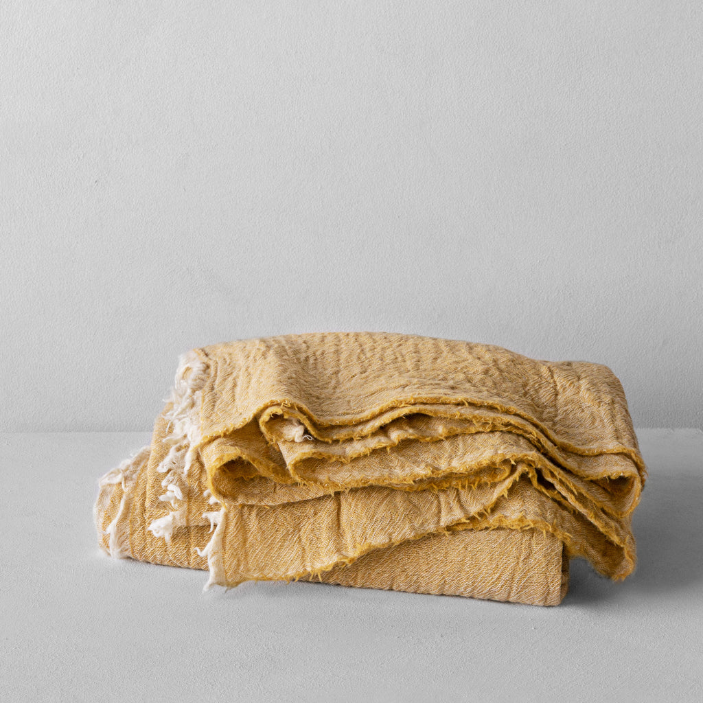 Merino Wool Blanket Muted Saffron Luxury Throw Hale Mercantile Co