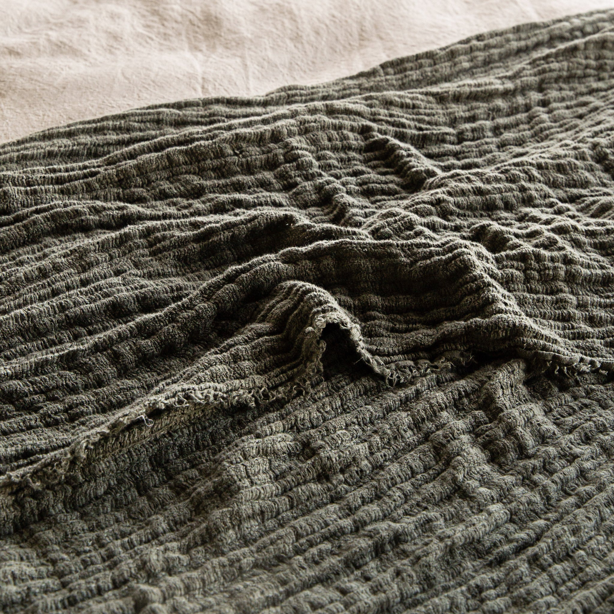Pure Linen Blanket | Deep Emerald Green Luxury Throw | Hale Mercantile Co.