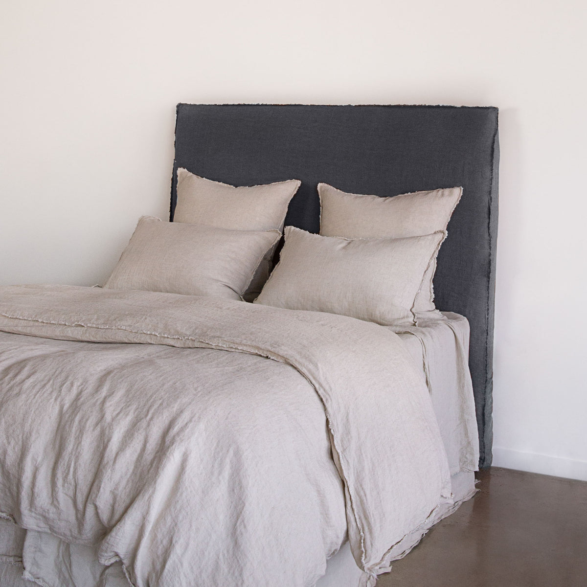 Grey linen hot sale bedhead