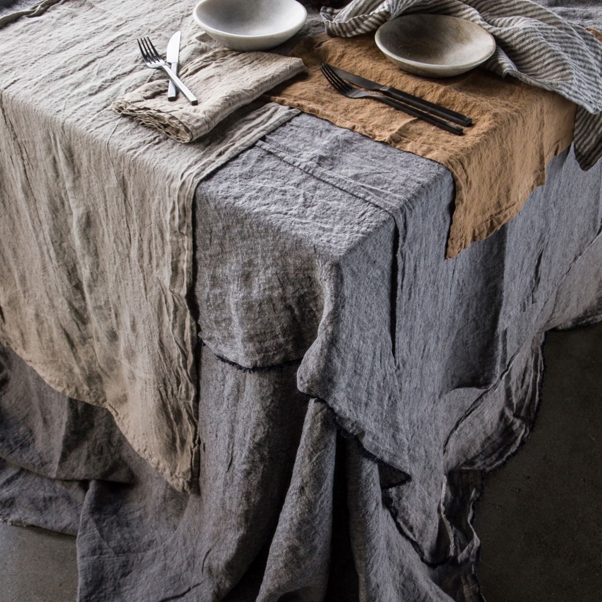 Linen Tablecloth | Muted Black  | Hale Mercantile Co.